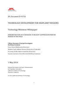 JPL	
  Document	
  D-­‐93726	
   	
   	
   TECHNOLOGY	
  DEVELOPMENT	
  FOR	
  EXOPLANET	
  MISSIONS	
   	
  