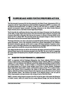 PURPOSE AND NEED FOR THE PROPOSED ACTION