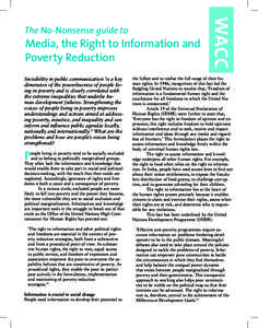 The No-Nonsense guide to  Media, the Right to Information and Poverty Reduction  Invisibility in public communication ‘is a key