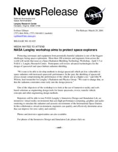 NewsRelease National Aeronautics and Space Administration Langley Research Center Hampton, Virginia[removed]