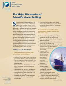 Advancing global understanding of the Earth The Major Discoveries of Scientific Ocean Drilling