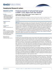 PUBLICATIONS Geophysical Research Letters RESEARCH LETTER[removed]2013GL058236 Key Points: • Strong Alpine Fault gouges exhibit