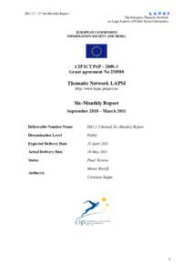 D02[removed]2nd Six-Monthly Report The European Thematic Network on Legal Aspects of Public Sector Information EUROPEAN COMMISSION INFORMATION SOCIETY AND MEDIA