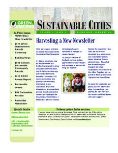 In This Issue  Harvesting a New Newsletter