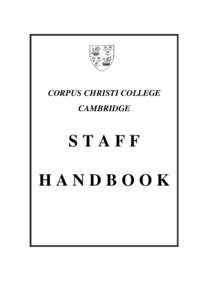 CORPUS CHRISTI COLLEGE CAMBRIDGE STAFF HANDBOOK