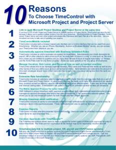 Reasons To Choose TimeControl with Microsoft Project and Project Server 1 2