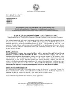 DEPARTMENT OF FINANCIAL SERVICES  Division of Rehabilitation and Liquidation www.myfloridacfo.com /receiver  AGENT ADDRESS