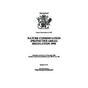 Queensland  Nature Conservation Act 1992 NATURE CONSERVATION (PROTECTED AREAS)