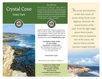 Our Mission  Crystal Cove State Park  The mission of California State Parks is