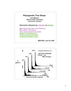 1  Phylogenetic Tree Shape Arne Mooers Simon Fraser University Vancouver, Canada