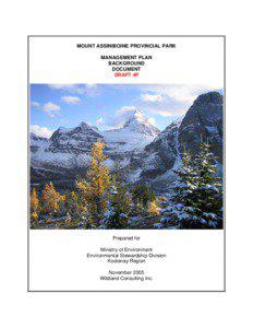 MOUNT ASSINIBOINE PROVINCIAL PARK MANAGEMENT PLAN BACKGROUND