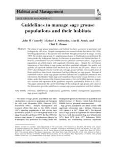 Habitat and Management SAGE GROUSE MANAGEMENT 967  Guidelines to manage sage grouse