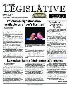 2012 Interim  LEGISLATIVE Volume 25, No. 6 October 2012