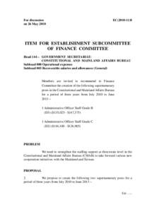 For discussion on 26 May 2010 EC[removed]ITEM FOR ESTABLISHMENT SUBCOMMITTEE