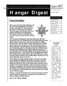 THE HANGAR DIGEST IS A PUBLICATION OF THE AIR MOBILITY COMMAND MUSEUM FOUNDATION, INC.  VOLUME 5, I SSUE 4 Hangar Digest