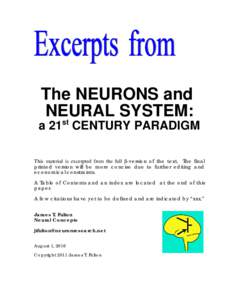 The NEURONS and NEURAL SYSTEM: st  a 21 CENTURY PARADIGM