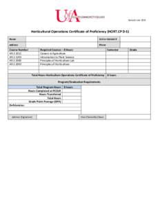 Revised June[removed]Horticultural Operations Certificate of Proficiency (HORT.CP D-S) Name  SS # or Datatel #