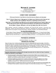 RICHARD A. LEVINSON[removed]Preston Avenue Fort Worth, Texas[removed]Home: [removed]Cell: [removed]Email: [removed]