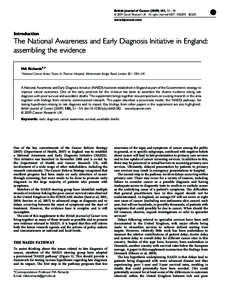 British Journal of Cancer[removed], S1 – S4 & 2009 Cancer Research UK All rights reserved 0007 – [removed] $32.00 www.bjcancer.com  Introduction