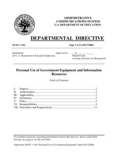 ACS Directive OCIO:[removed]Personal Use of Government Equipment