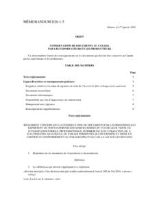 MÉMORANDUM D20-1-5 Ottawa, le 1er janvier 1994 OBJET  CONSERVATION DE DOCUMENTS AU CANADA