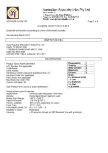 UROCURE CATALYST  Page 1 of 4 MATERIAL SAFETY DATA SHEET  Classified as hazardous according to criteria of Worksafe Australia.