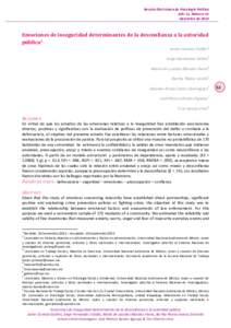 Revista Electrónica de Psicología Política Año 11, Número 31 Diciembre de 2013 Emociones de inseguridad determinantes de la desconfianza a la autoridad pública1