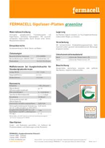 FERMACELL Gipsfaser-Platten greenline Materialbeschreibung Lagerung  Homogene