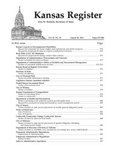 Kansas Register Kris W. Kobach, Secretary of State Vol. 33, No. 35  In this issue . . .