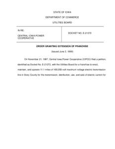STATE OF IOWA DEPARTMENT OF COMMERCE UTILITIES BOARD IN RE: DOCKET NO. E-21372