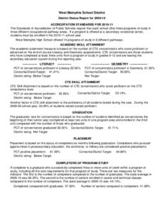 West Memphis School District District Status Report for[removed]ACCREDITATION STANDARDS FOR[removed]The Standards of Accreditation of Public Schools require that each school offer three programs of study in three differe