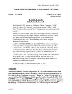 Date of Issuance: March 5, 2013 PUBLIC UTILITIES COMMISSION OF THE STATE OF CALIFORNIA ENERGY DIVISION RESOLUTION E-4553 February 28, 2013