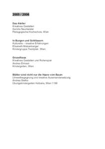 Das Atelier Kreatives Gestalten Sandra Neumeister Pädagogische Hochschule, Wien In Burgen und Schlössern