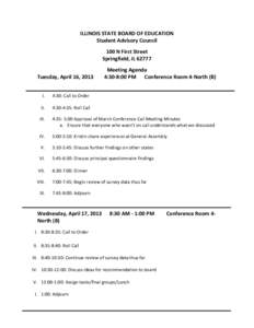Student Advisory Council (SAC) Meeting Agenda -April 16-17, 2013