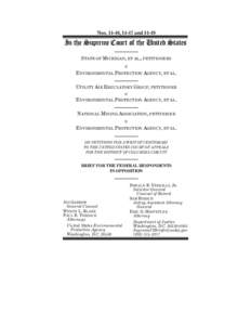 Nos[removed], 14-47 and[removed]In the Supreme Court of the United States STATE OF MICHIGAN, ET AL., PETITIONERS v. ENVIRONMENTAL PROTECTION AGENCY, ET AL.