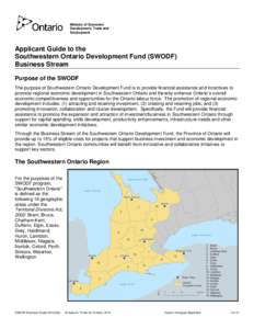 Applicant Guide to the Southwestern Ontario Development Fund (SWODF) Business Stream