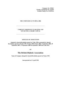 Company No: Charity Commission No: Scottish Charity No: SC039136 THE COMPANIES ACTS 1985 to 2006