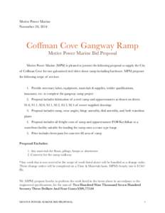 Motive Power Marine November 20, 2014 Coffman Cove Gangway Ramp Motive Power Marine Bid Proposal