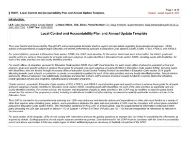 Page 1 of 38  § Local Control and Accountability Plan and Annual Update Template. Revised - posted August 8, 2014