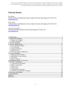 Network theory / Networks / Algebraic graph theory / Cybernetics / Network science / Adjacency matrix / Graph / Topology / Shortest path problem / Graph theory / Mathematics / Theoretical computer science