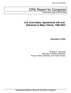 U.S. Arms Sales: Agreements with and Deliveries to Major Clients, [removed]