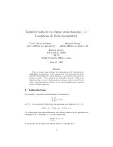 Équilibre instable en régime semi-classique - II: Conditions de Bohr-Sommerfeld. Yves Colin de Verdière