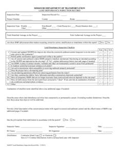 MISSOURI DEPARTMENT OF TRANSPORTATION LAND DISTURBANCE INSPECTION RECORD Inspection Date: ____________ Inspection Record No.: ______