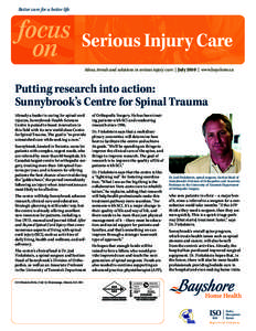 Better care for a better life  focus on  Serious Injury Care