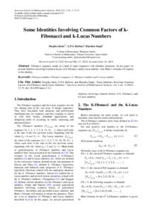 American Journal of Mathematical Analysis, 2014, Vol. 2, No. 3, 33-35 Available online at http://pubs.sciepub.com/ajma/2/3/1 © Science and Education Publishing DOI:[removed]ajma[removed]Some Identities Involving Common F