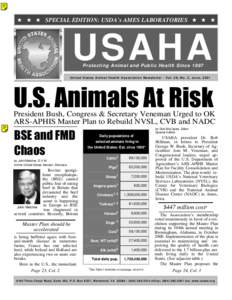 1  ★ ★ ★ SPECIAL EDITION: USDA’s AMES LABORATORIES ★ ★ ★ USAHA Protecting Animal and Public Health Since 1897