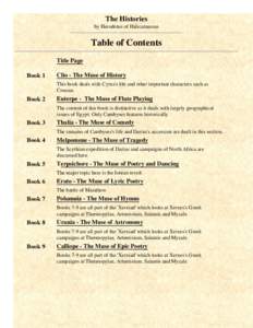 The Histories - Table of Contents