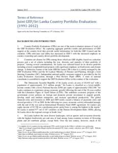 January[removed]Joint GEF/Sri Lanka CPE[removed]Terms of Reference