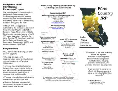 Wine Country IRP Brochure