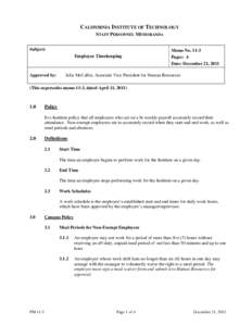 Timesheet / Fair Labor Standards Act / Payroll / Time clock / Management / Employee handbook / Employment / Human resource management / Working time